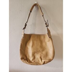 TIGNANELLO Beige Pebbled Leather Hobo Tote Handbag Shoulder Bag Purse
